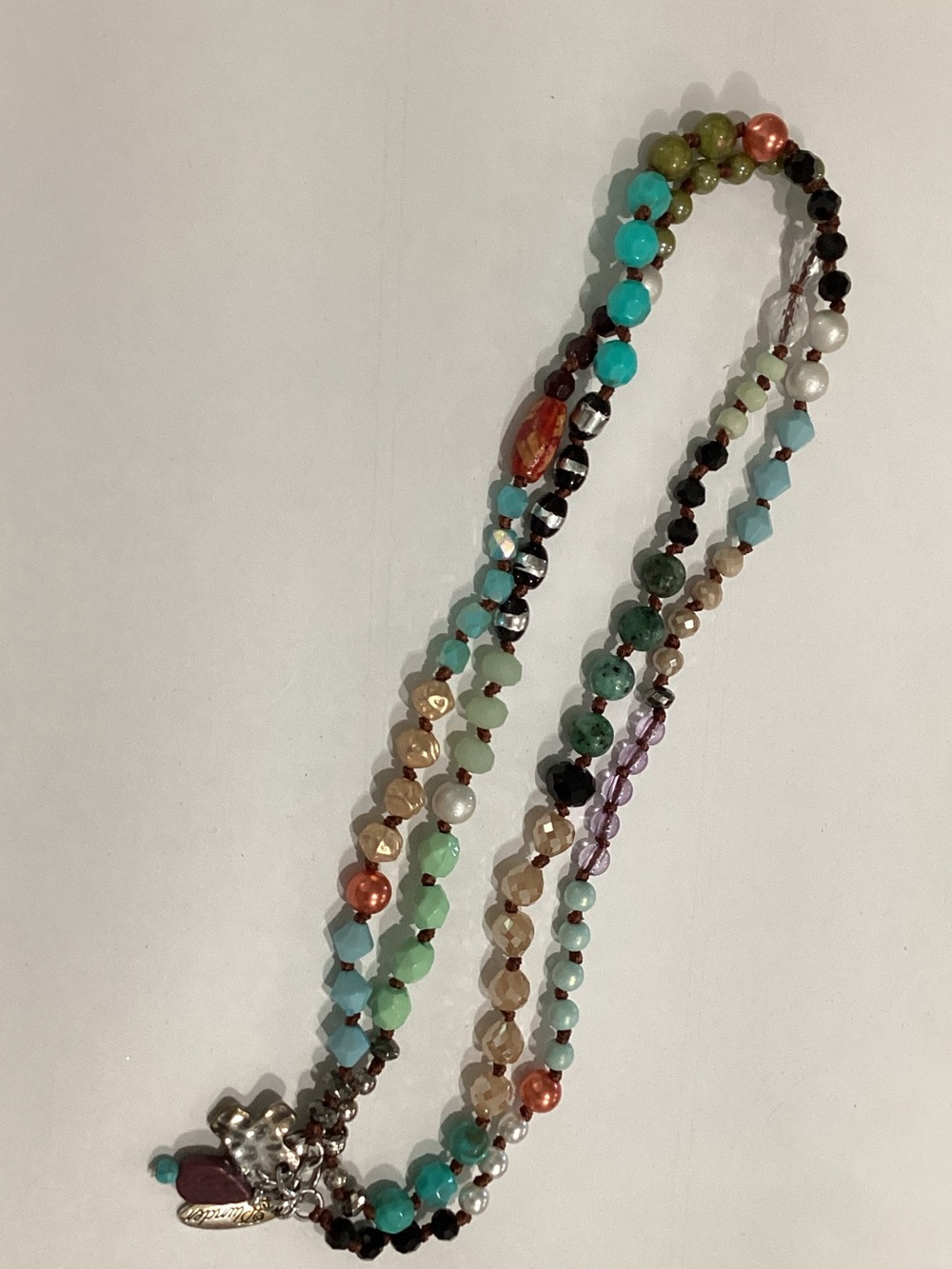 Plunder Multi-Color Beaded‎ Necklace - Turquoise, Green, Coral, Pearl, Purple